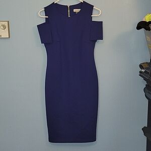 Calvin Klein Royal Blue Midi Open Shoulder Dress